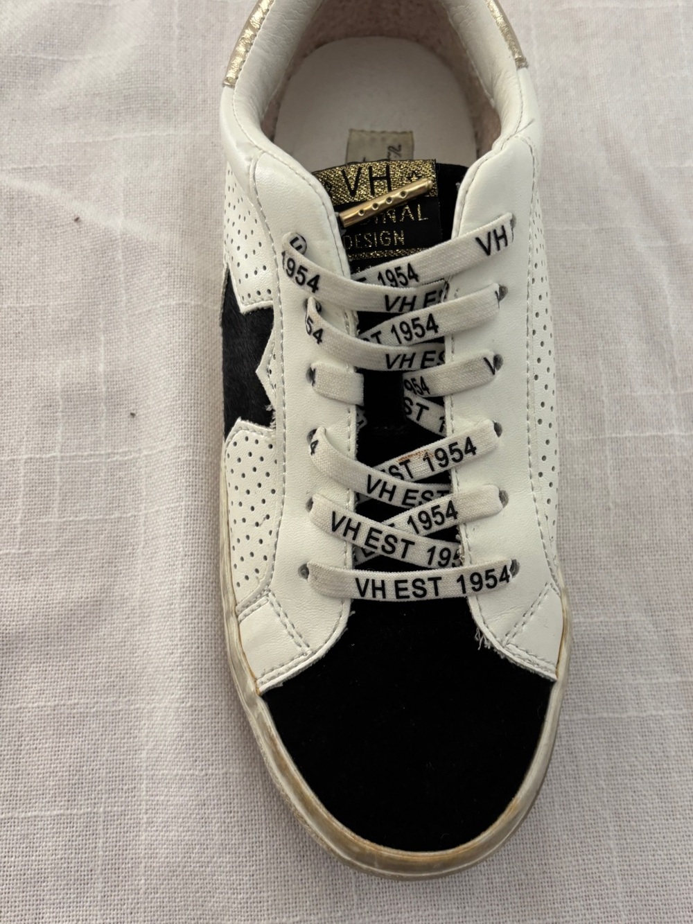 Vintage Havana Black White & Gold Leather Sneakers ~ Women’s Size 6 - Picture 10 of 11